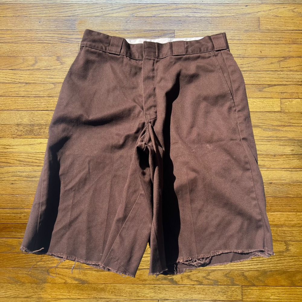 Dickies 874 Cut Off Work Shorts Mens 30 Brown Raw Hem Distressed Skate Cargo